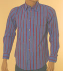 Armani Mens Blue & Red Striped Long Sleeve Cotton Shirt