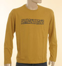 Armani Mens Gold Large Logo Long Sleeve Cotton T-Shirt