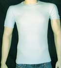 Mens Pale Grey Ribbed Cotton T-Shirt With Logo on Back