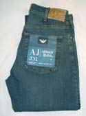 Armani Mens Washed Blue Denim Stretch Zip Fly Jeans