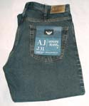 Armani Mens Worn Effect Faded Blue Denim Zip Fly Jeans