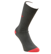 Mid Grey and Red Socks (1 Pair Pack)