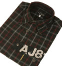 Armani Navy with Red Check Long Sleeve Cotton Shirt
