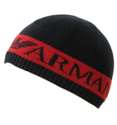 Red and Navy Beanie Hat