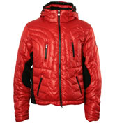 Red Padded Jacket with Removable Hood