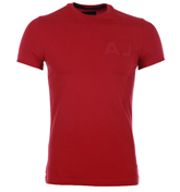Armani Red T-Shirt with Rubberised Logo