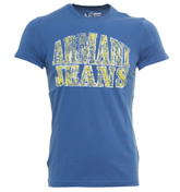 Armani Royal Blue T-Shirt with Printed Design