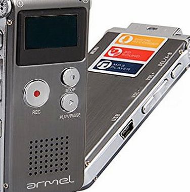 armel CredDeal Rechargeable Digital 8GB 580 Hours Audio Voice Recorder Dictaphone with USB interface/Built in MP3 Player/Supports MP3/WMA/ASF//WAV/Windows/Linux/Mac Operating Systems Perfect for Recording P