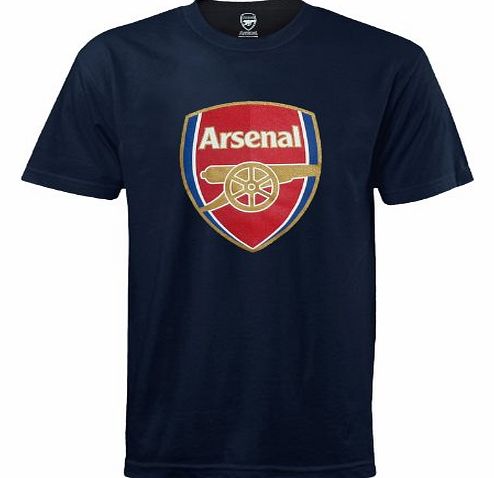 Arsenal F.C. Arsenal FC Official Football Gift Kids Crest T-Shirt Navy 10-11 Years