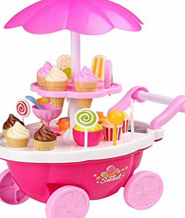 Arshiner Littler Girls Learning Say Please Magical Music Lighting House Truck Cake Tea Ice Cream Set Toys,24 Pcs