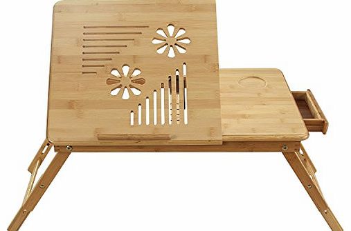 ARSUK LAPTOP DESK TABLE / NOTE BOOK STAND / BED SOFA TRAY/ Portable Folding Bamboo Table (50x30cm)