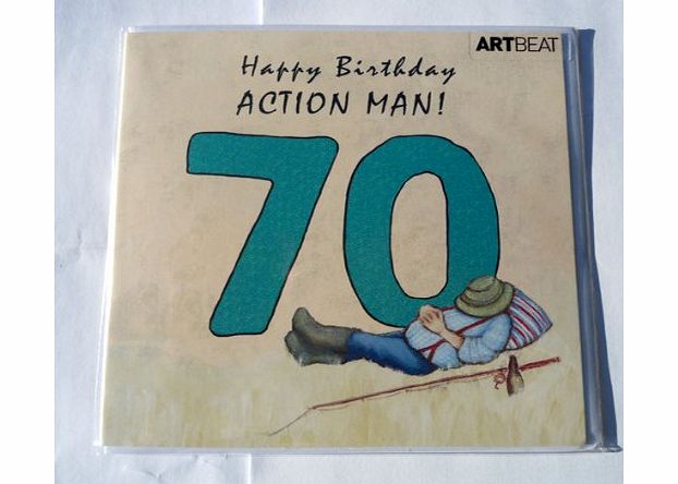 Art Beat Birthday Card ``Happy Birthday Action Man! 70`` by Angie Thomas
