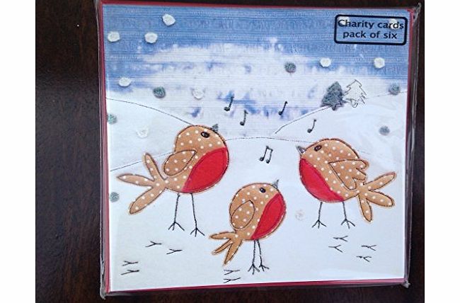 Art Beat Patchwork Robin Cards - Carol Singers - Charity Christmas Cards - Pack of 6 (XC0131)