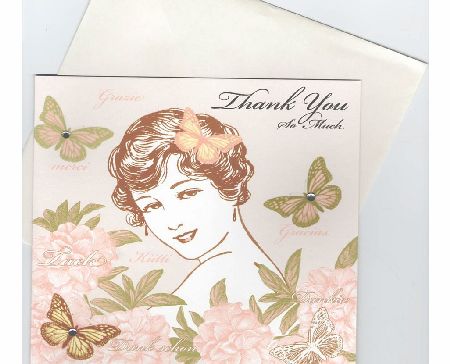 Art Deco Thank You Card with Butterflies