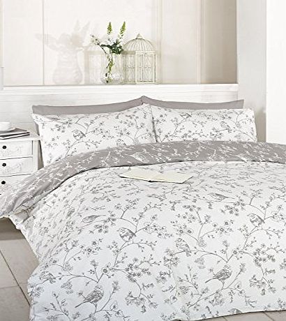 Art French Bird Toile Duvet Cover Set (Taupe, Double)