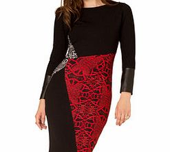 Art on Fashion Reptile black and red bodycon dress