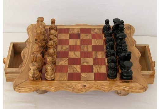 ARTISIANA OLIVE WOOD CHESS SET CHESS BOARD COMPLETE WITH FREE PIECES GAME