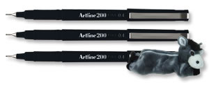 Artline 200 Fineliner Pen 0.4mm Tip Black Ref