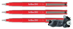 Artline 200 Fineliner Pen 0.4mm Tip Red Ref