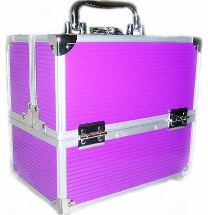 Arustino Miami Purple Ribbed Locking Beauty Case with Trays