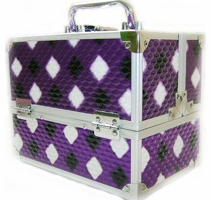 Arustino St Tropex Purple Diamond Locking Beauty Case with Trays