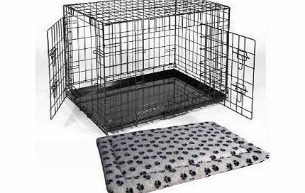 ASC XL Extra Large 42`` Black Metal Dog Training Cage Carrier including Luxury Fitted Bedding