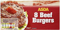 ASDA Beef Burgers (8 per pack - 454g)
