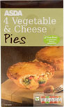 ASDA Vegetable and Cheese Pies (4x156g) On Offer