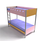 Arimo Bunk Bed - Clearance Product in Beech finish and Pink sides with Hearts
