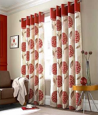 Allie Eyelet Lined Curtain - 229x137cm - Red