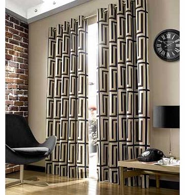 Ashley Wilde Hoxton Eyelet Lined Curtains - 117 x 137cm - Black