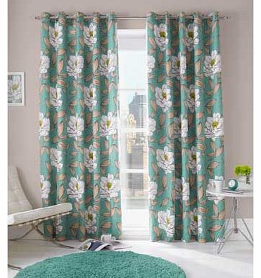 Issey Eyelet Lined Curtains - Aqua - 229 x 137cm