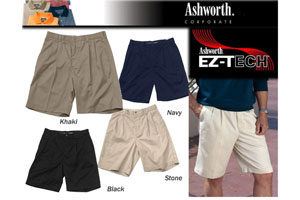 Ashworth Menand#8217;s Ez-Tech Twill Short (Includes Free Belt)