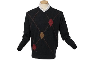 Ashworth Mens Fine Merino Wool Argyle Sweater