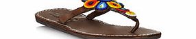 Aspiga Mara dark brown leather floral sandals