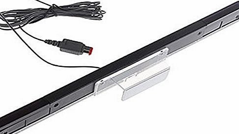 Assecure replacement silver wired infrared LED sensor bar for Nintendo Wii amp; Wii U, includes clear stand, Wii remote amp; motion plus compatible.