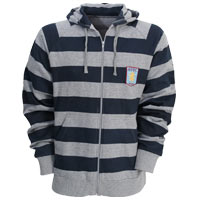 Aston Villa Stripe Hoodie - Grey/Navy.