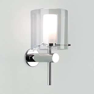 Astro Lighting Arezzo Bathroom Chrome Wall Light With Clear Outer And Frosted Inner Glass Shade