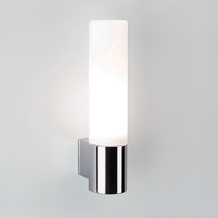 Astro Lighting Bari Bathroom Chrome Wall Light With White Opaque Glass Tube Shade