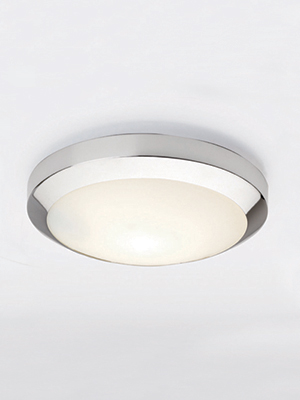 Astro Lighting Dakota Round Bathroom Ceiling Light In Polished Chrome With A White Glass Shade