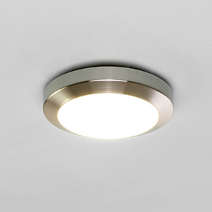 Astro Lighting Dakota Round Energy Saving Bathroom Ceiling Light In Brushed Nickel With A White Shade
