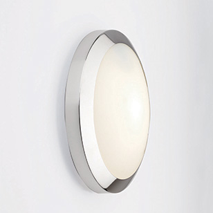 Astro Lighting Dakota Round Energy Saving Bathroom Ceiling Light In Polished Chrome With A White Shade