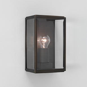 Astro Lighting Homefield Square Outdoor Wall Light In A Bronze Finish With A Clear Glass Shade