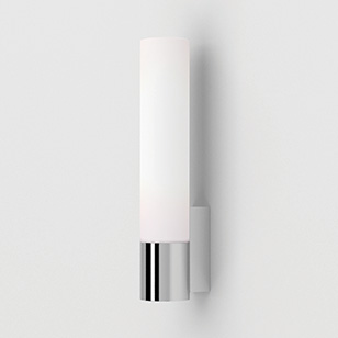 Astro Lighting Kyoto Polished Chrome Bathroom Wall Light With An Opaque White Glass Shade