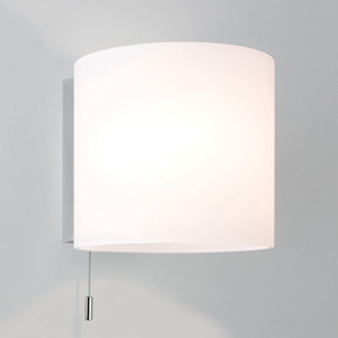 Astro Lighting Luga Wall Light With A White Opaque Glass And A Fitted Pull Cord Switch
