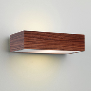 Astro Lighting Manerbio Modern Rectangular Wall Light Modern Walnut Wood And Frosted Glass