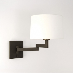 Momo Adjustable Bronze Wall Light with White Shade