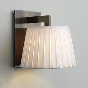 Astro Lighting Nola Modern Bronze Wall Light With A White Pleated Fabric Shade