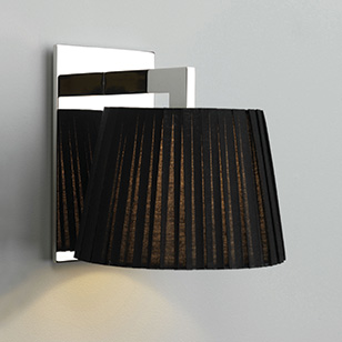 Astro Lighting Nola Wall Light Modern Polished Nickel With Black Fabric Shade