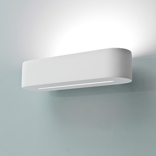 Veneto 300 Modern Low Energy Wall Light In A White Plaster Finish